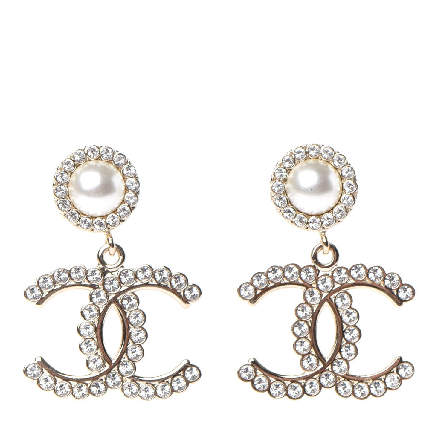 Crystal Pearl Bow-tiful CC Drop Earrings Gold