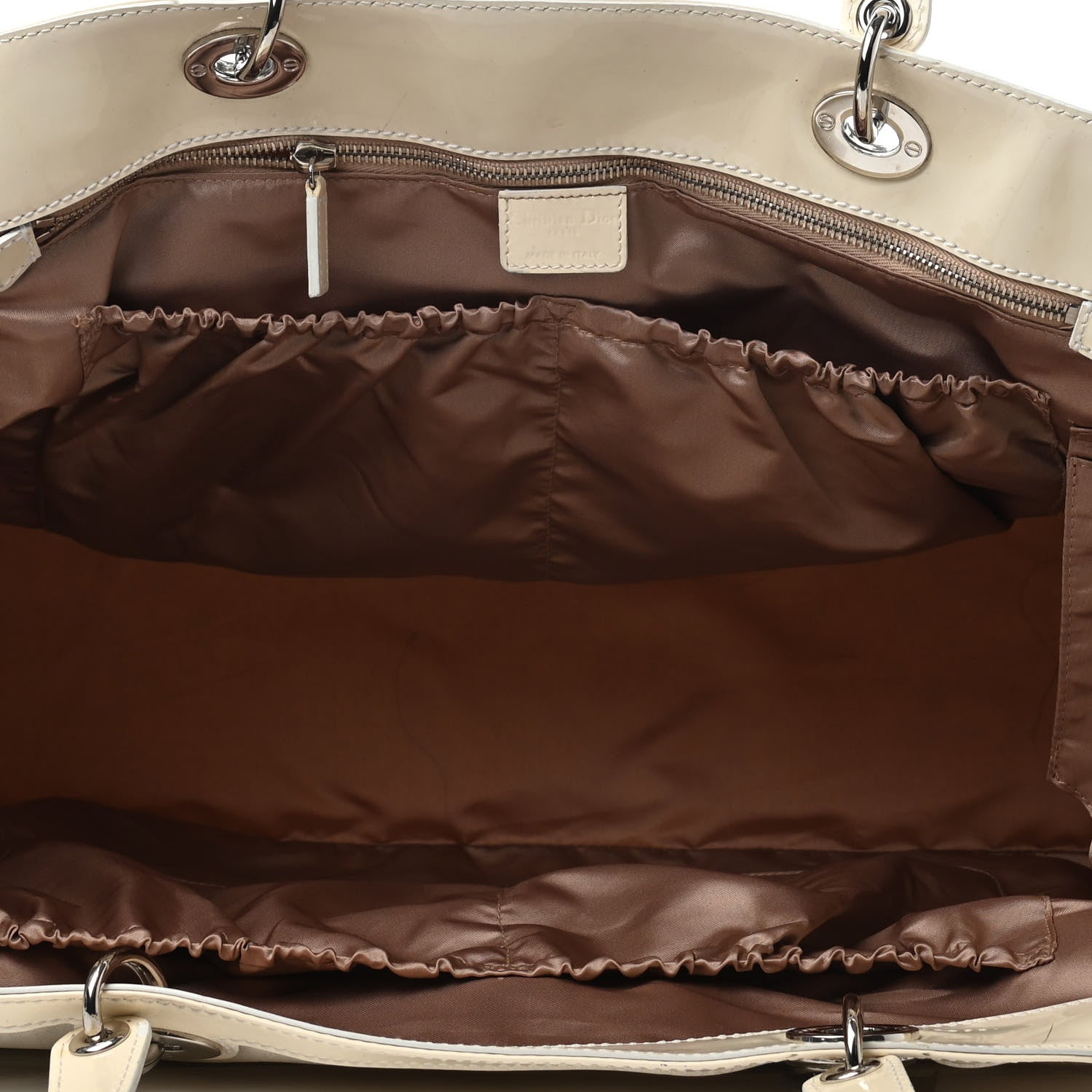 Christian Dior Monogram Patent Tote Ivory 4 of 5