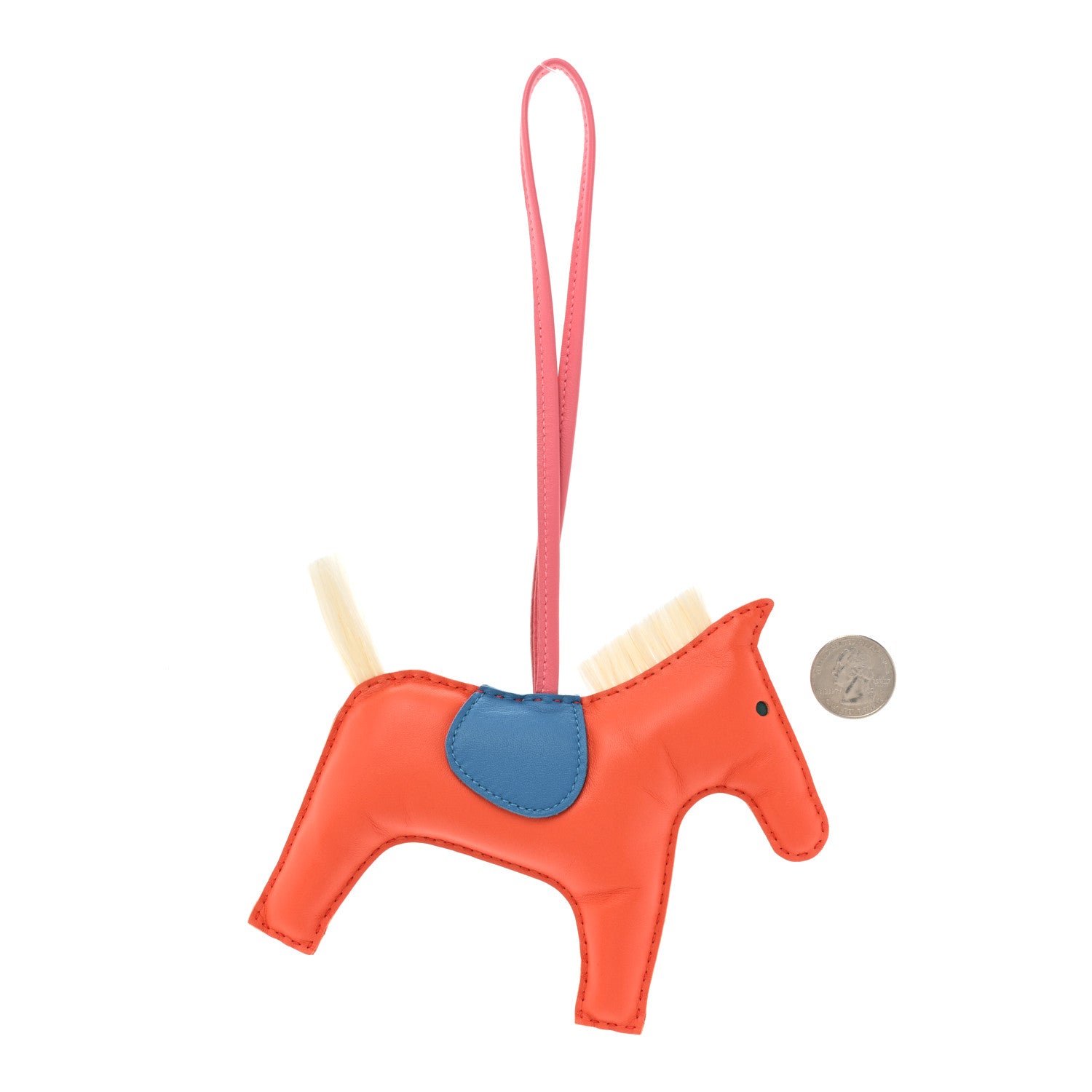Hermes Milo Lambskin Horse Hair Grigri Rodeo Horse Bag Charm GM Orange Poppy Bleu Zanzibar Rose Azalee 2 of 3
