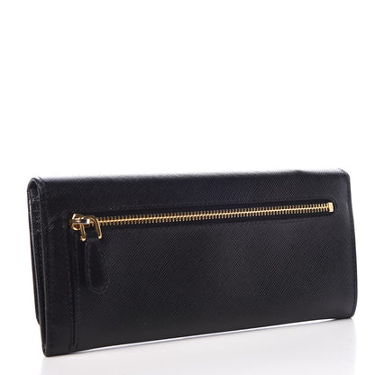 Prada Saffiano Bow Continental Wallet Black 3 of 6