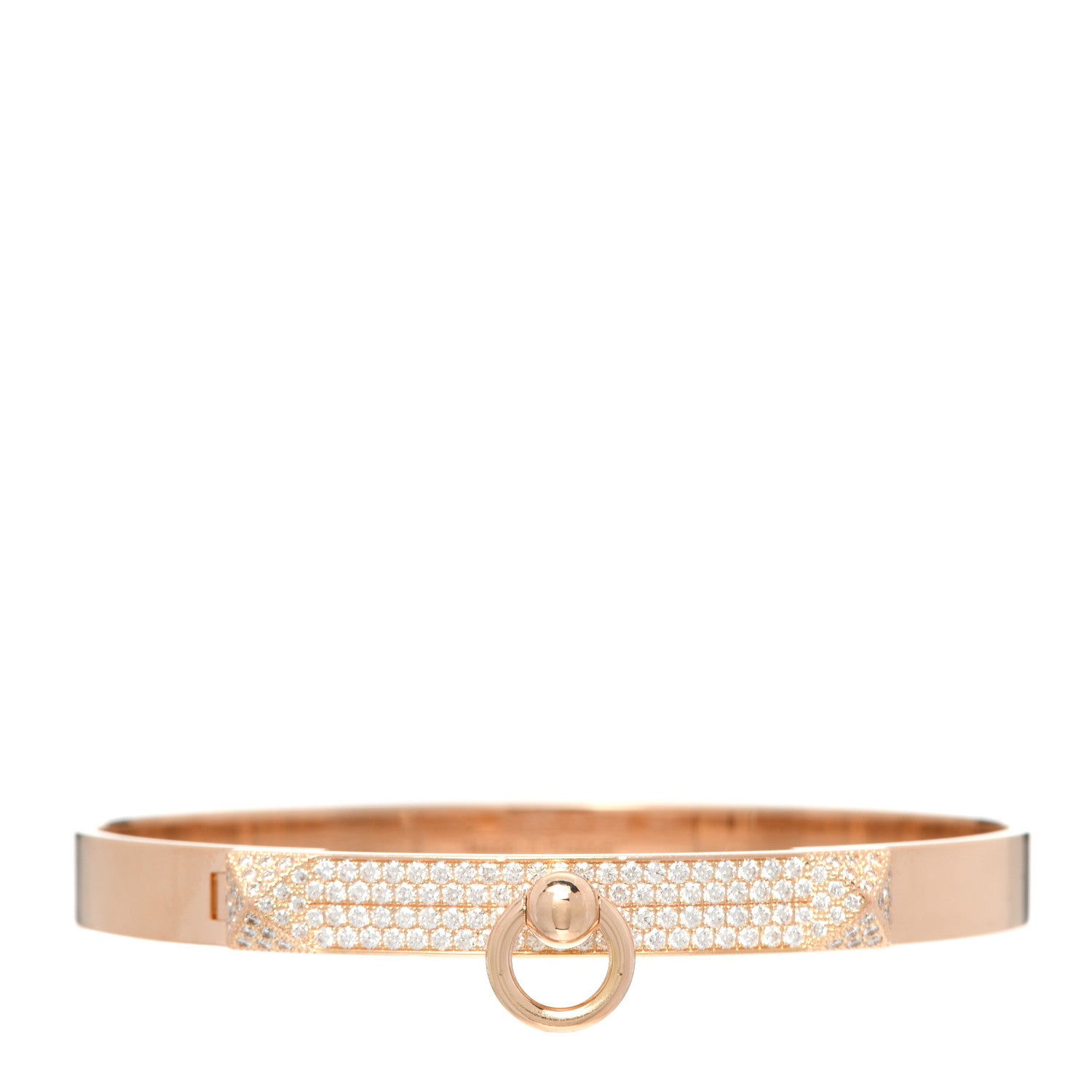 Hermes 18K Rose Gold Diamond PM Collier De Chien Pave Bracelet SH 1 of 4
