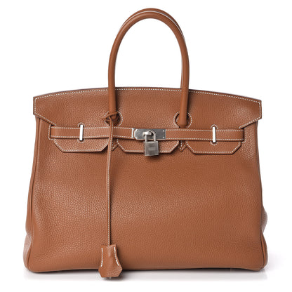 Hermes Taurillon Clemence Birkin 35 Gold 1 of 15
