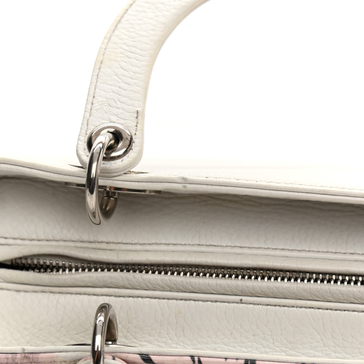 Deerskin Floral Printed Medium Lady Dior White