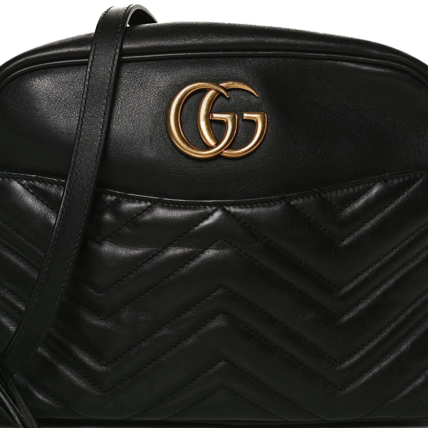 Gucci Calfskin Matelasse Medium GG Marmont Chain Shoulder Bag Black 14 of 27