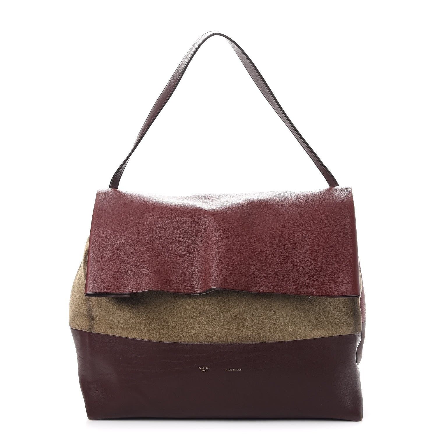 Celine Calfskin Suede All Soft Shoulder Bag Burgundy 1 of 12