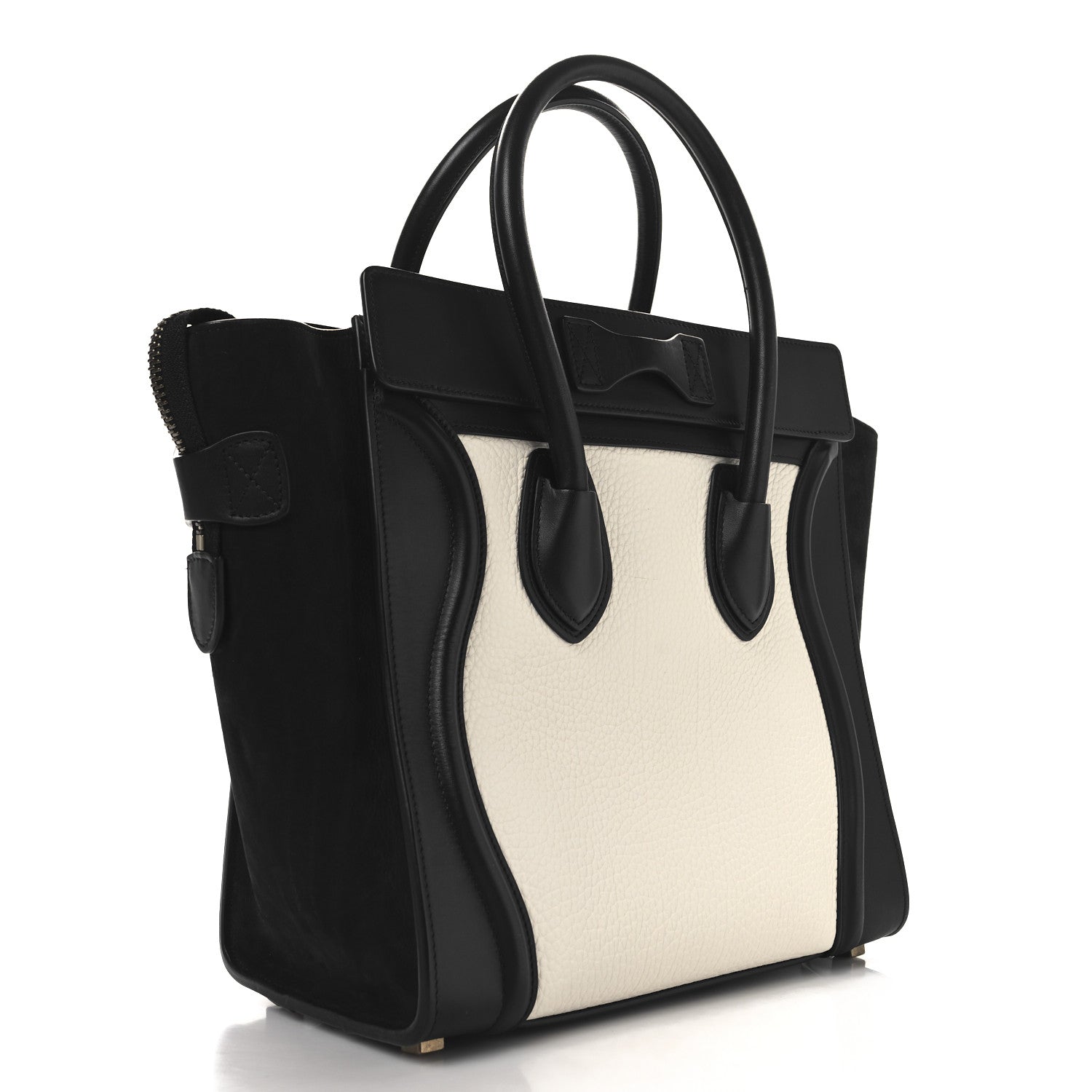 Celine Bullhide Calfskin Micro Bi-Color Luggage Black White 3 of 9