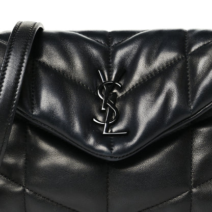 Saint Laurent Lambskin Quilted Toy Loulou Puffer Monogram Monochrome Chain Satchel Black 8 of 11