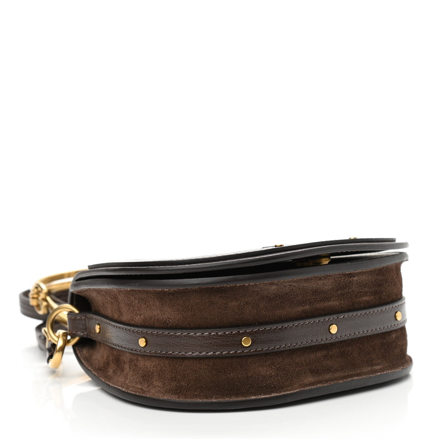 Chloe Calfskin Suede Small Nile Bracelet Bag Greyish Brown 3 of 8