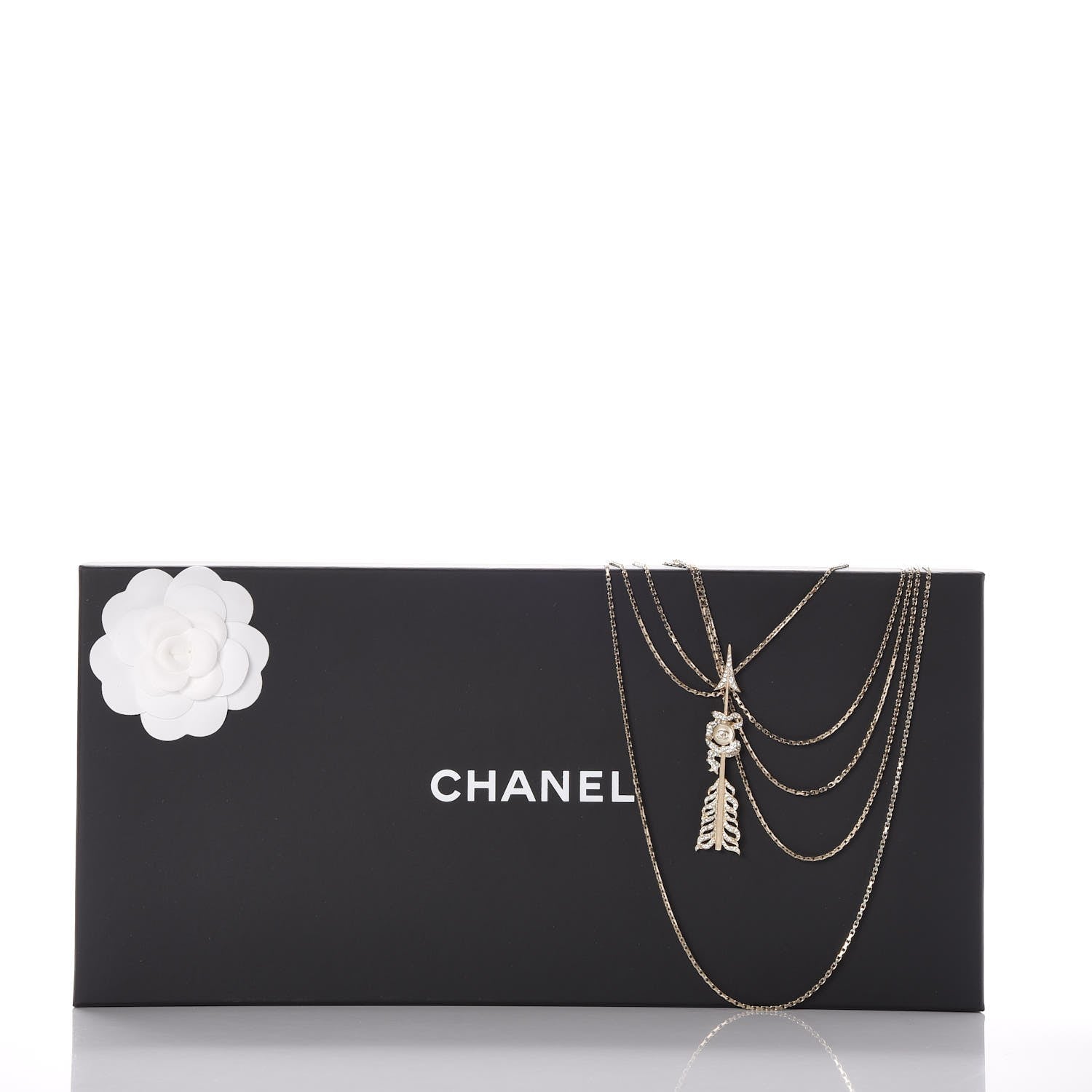 Chanel Crystal Pearl Chain CC Arrow Multi Strand Necklace Gold 7 of 7