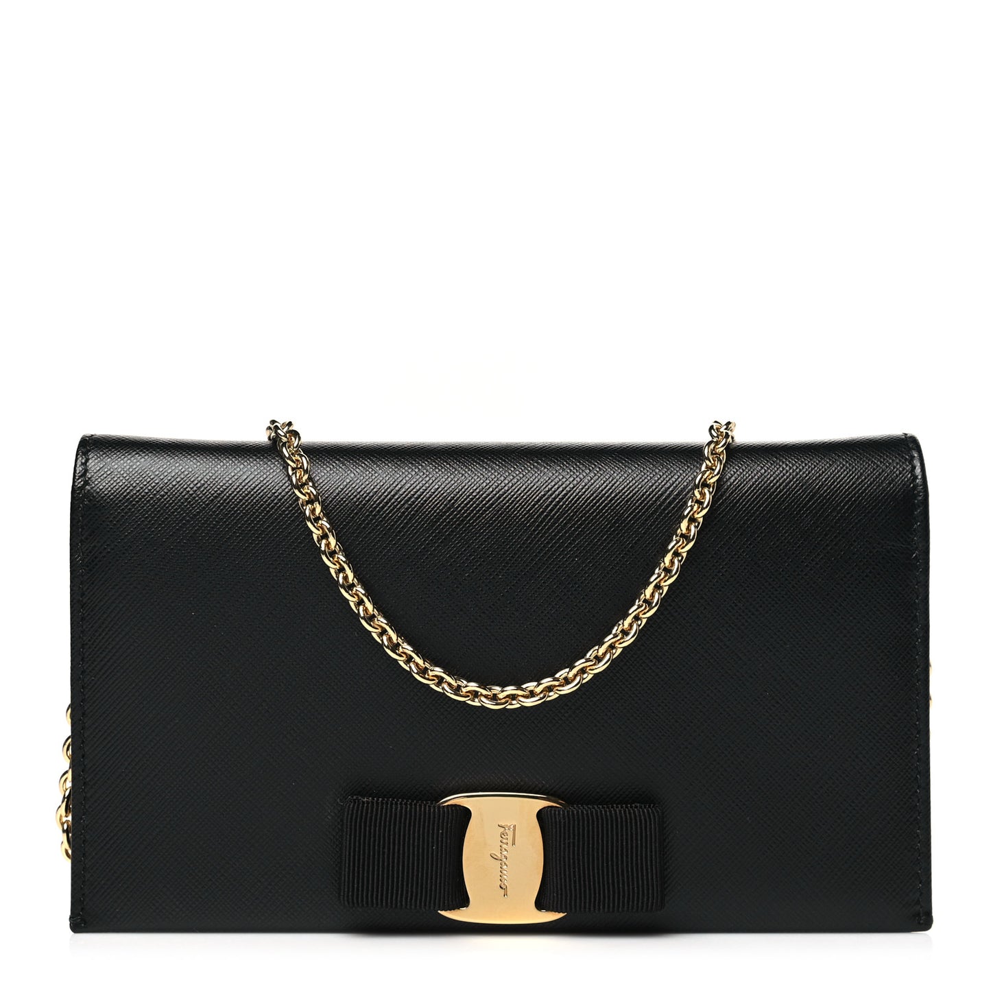 Hammered Calfskin Vara Wallet On Chain Black