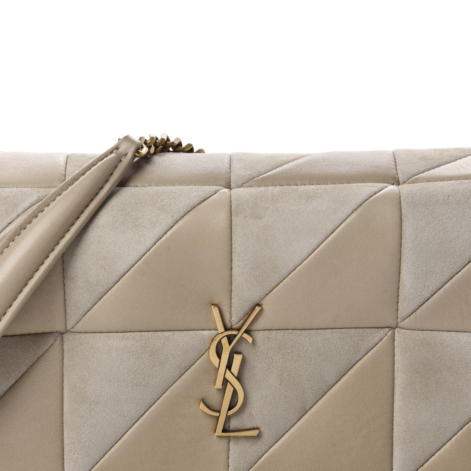 Saint Laurent Lambskin Suede Patchwork Monogram Medium Jamie Baguette Sea Salt 11 of 11