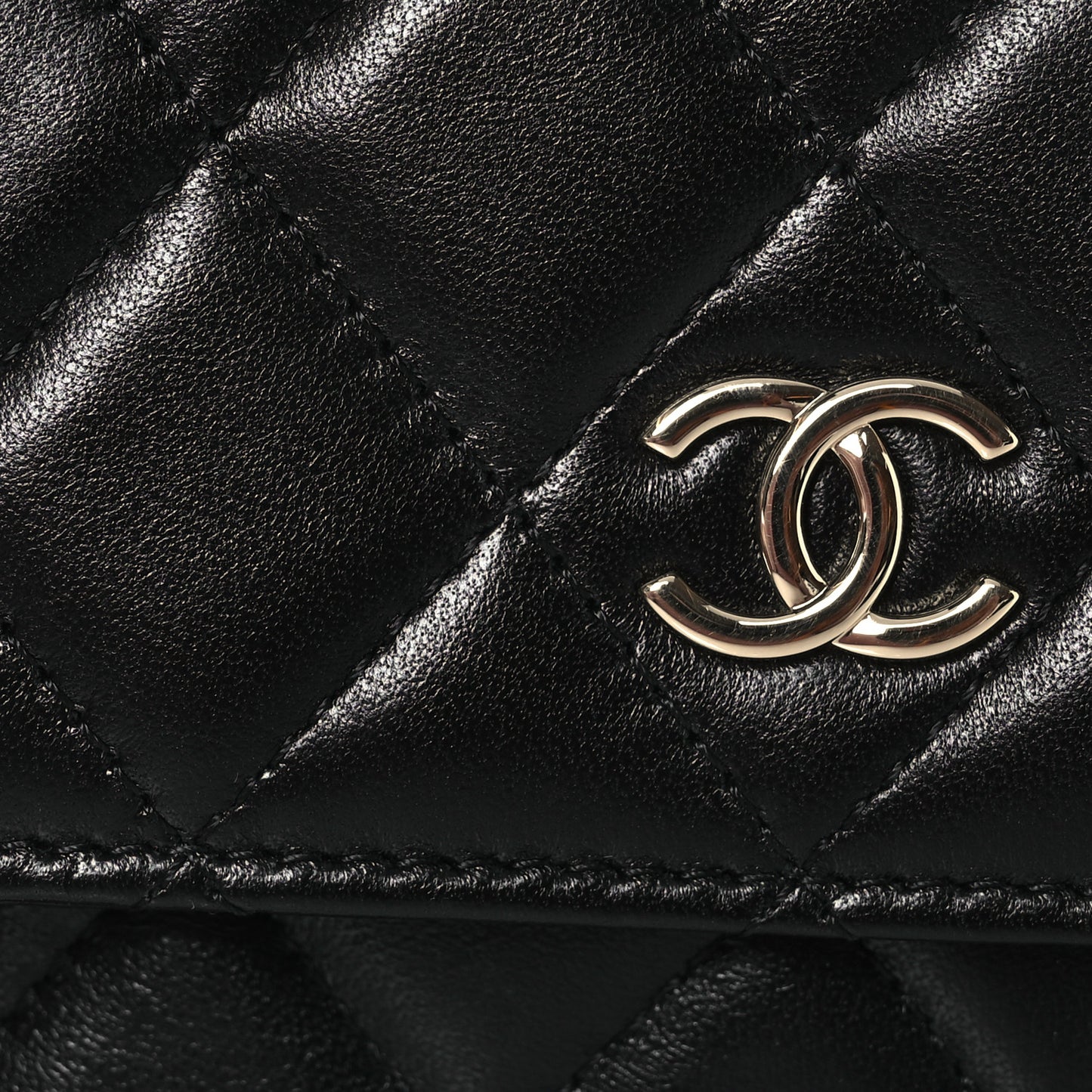 Lambskin Quilted My Chanel Lady Card Holder On Chain Black