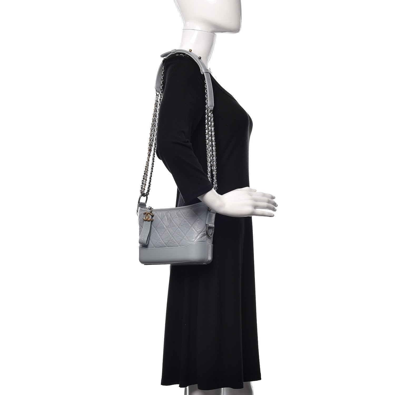 Chanel Aged Calfskin Quilted Small Gabrielle Hobo Light Blue 2 of 10