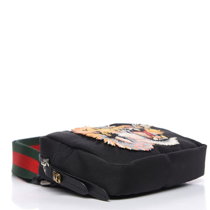 Gucci Canvas Web Tiger Embroidered Messenger Bag Black 4 of 9
