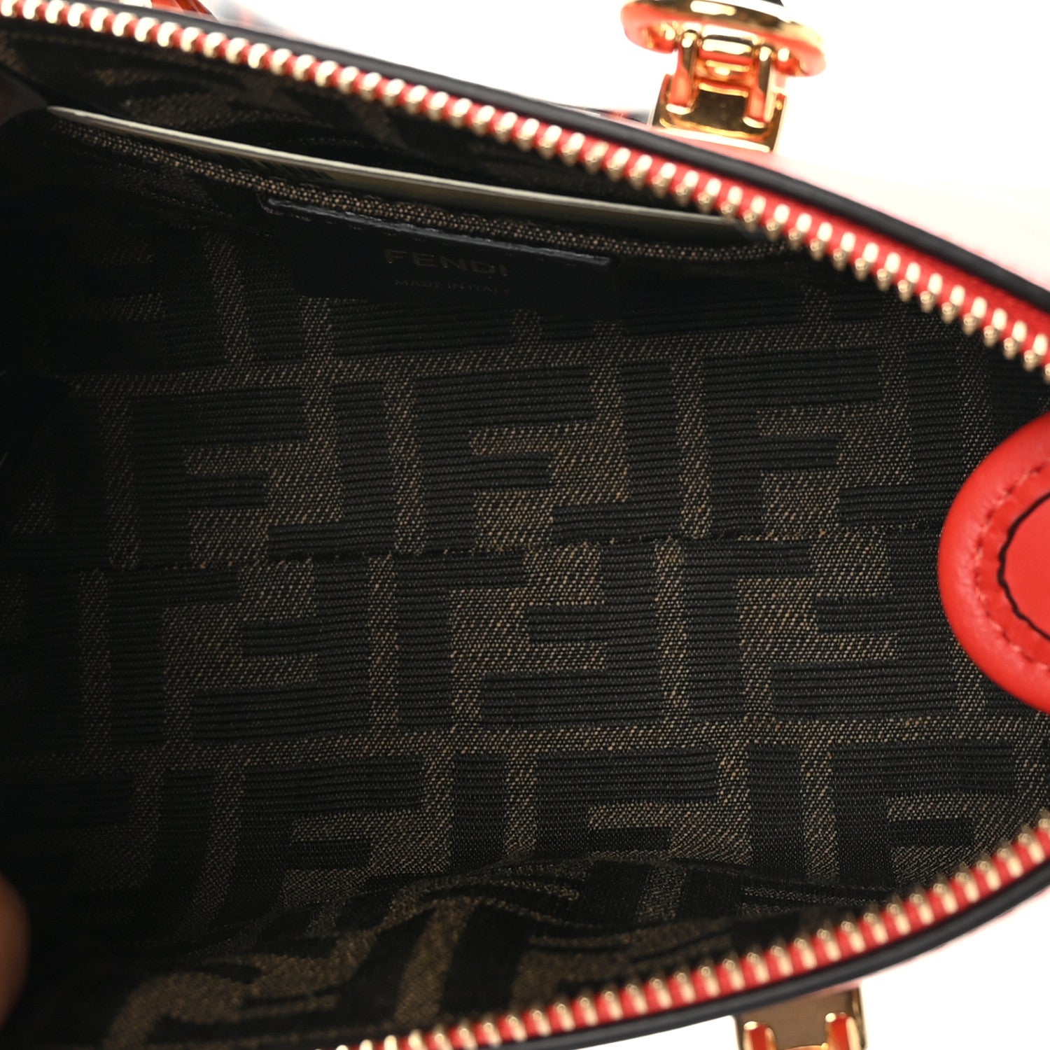 Fendi Vitello King Plexiglass Logo Embossed Mini By The Way Top Handle Boston Bag Papavero 5 of 9