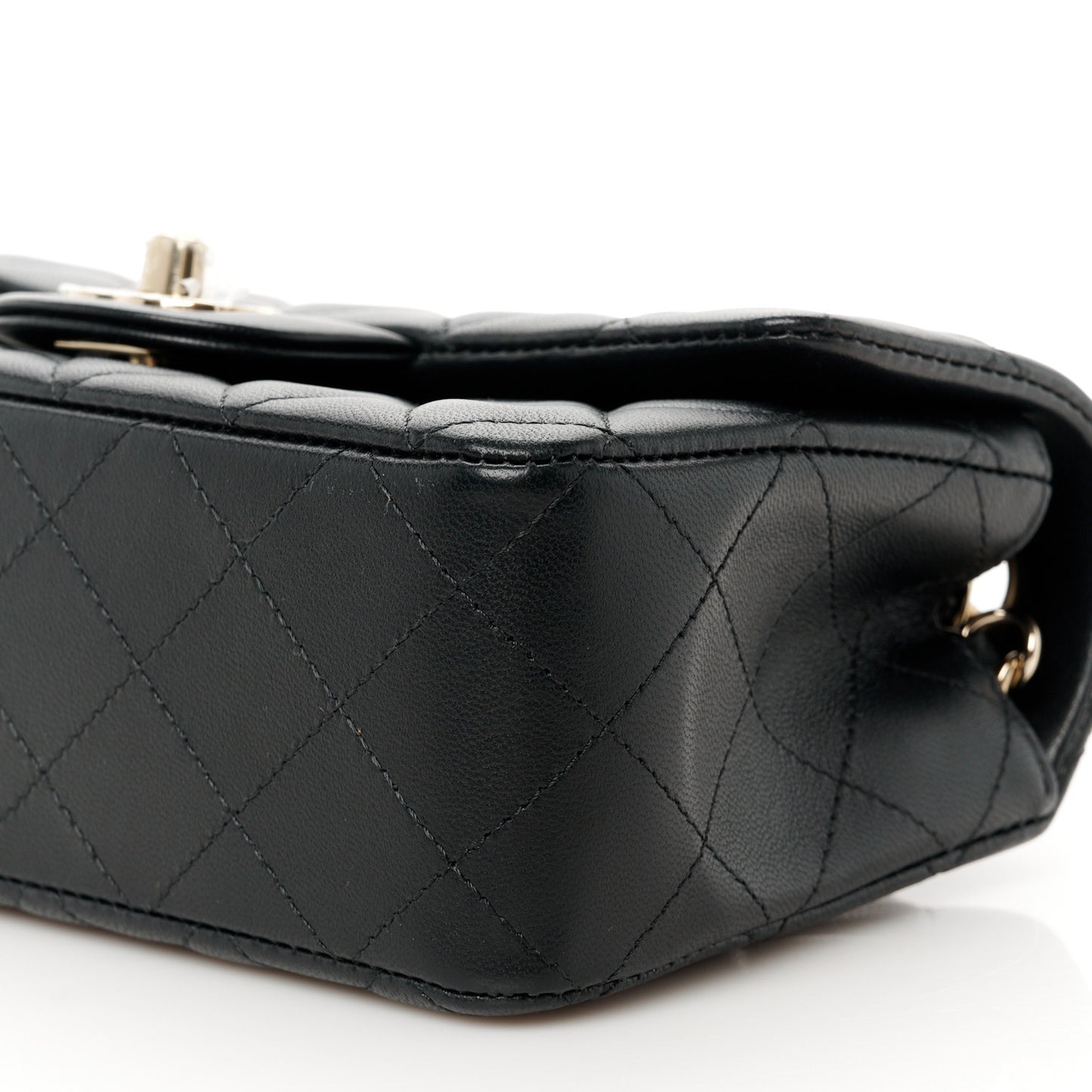 Lambskin Quilted Mini Rectangular Flap Black