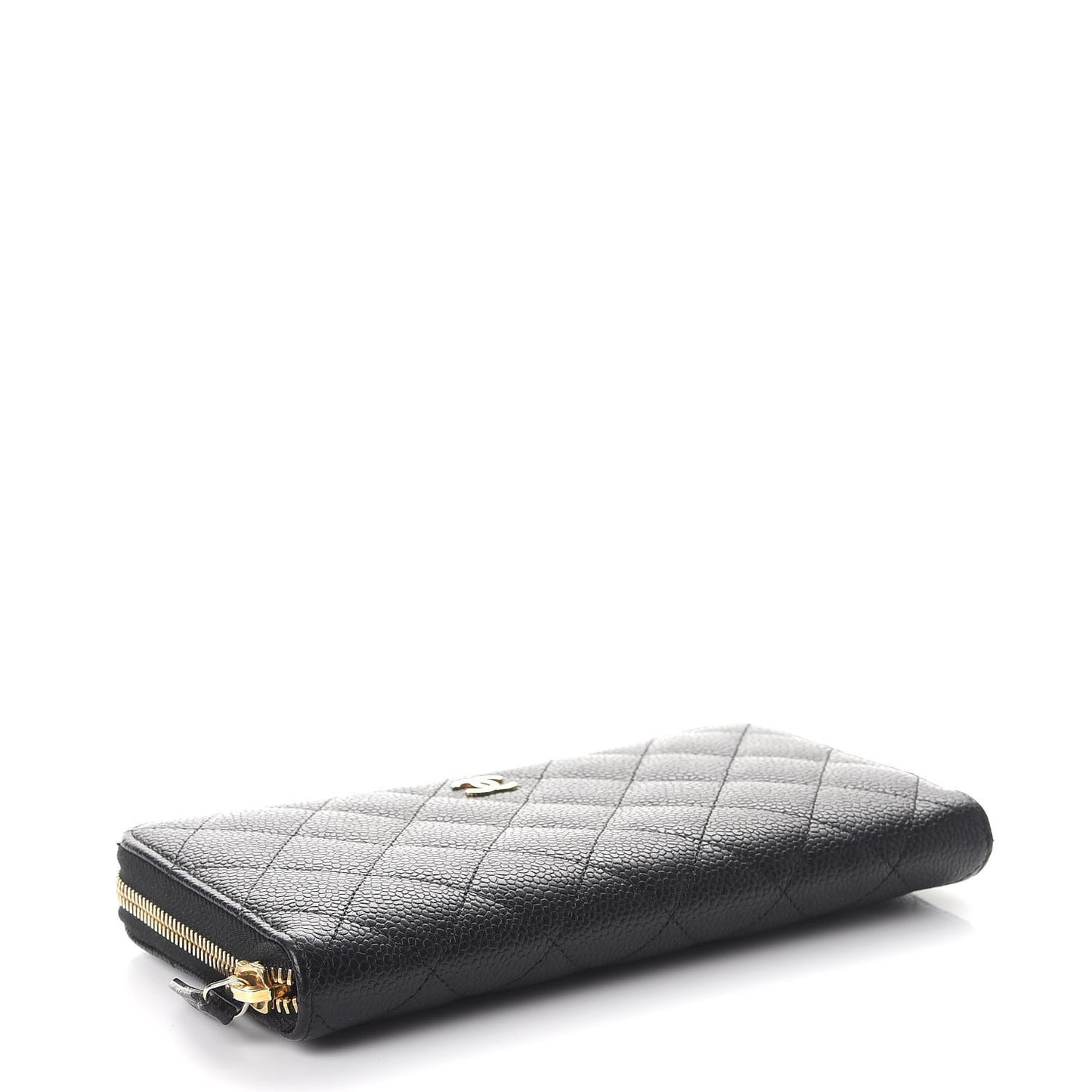 Caviar Quilted Large Gusset Zip Around Wallet Black