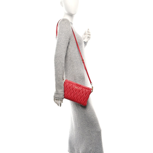Nappa Matelasse Crossbody Clutch Red