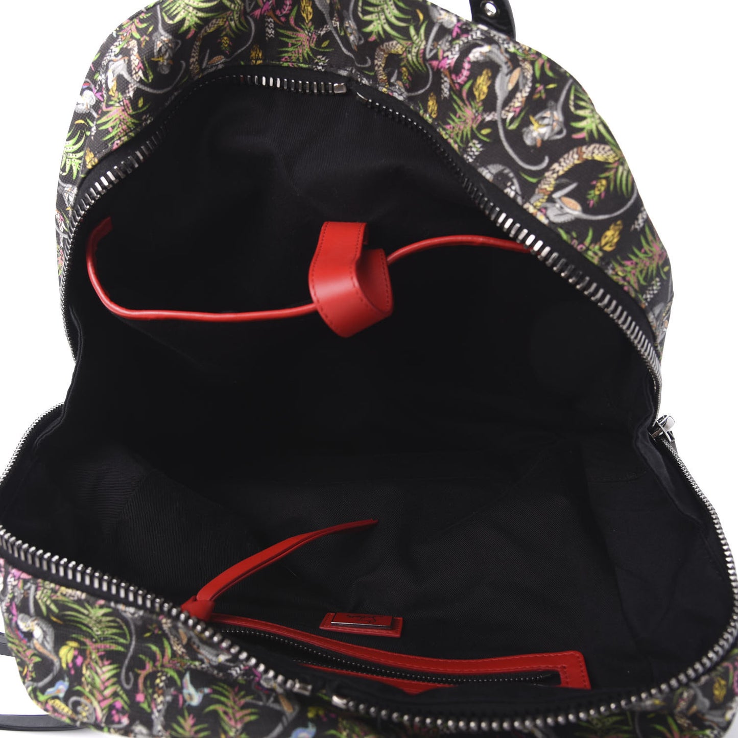Calfskin Canvas Loubi Jungle Print Aliosha Backpack Black