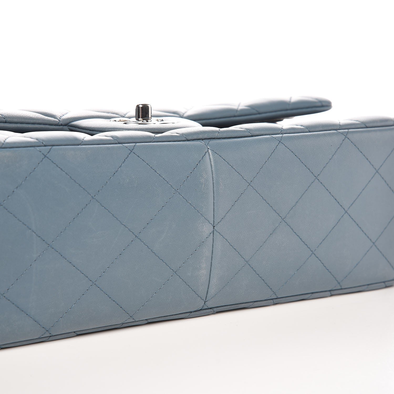 Chanel Lambskin Quilted Jumbo Double Flap Blue 10 of 10