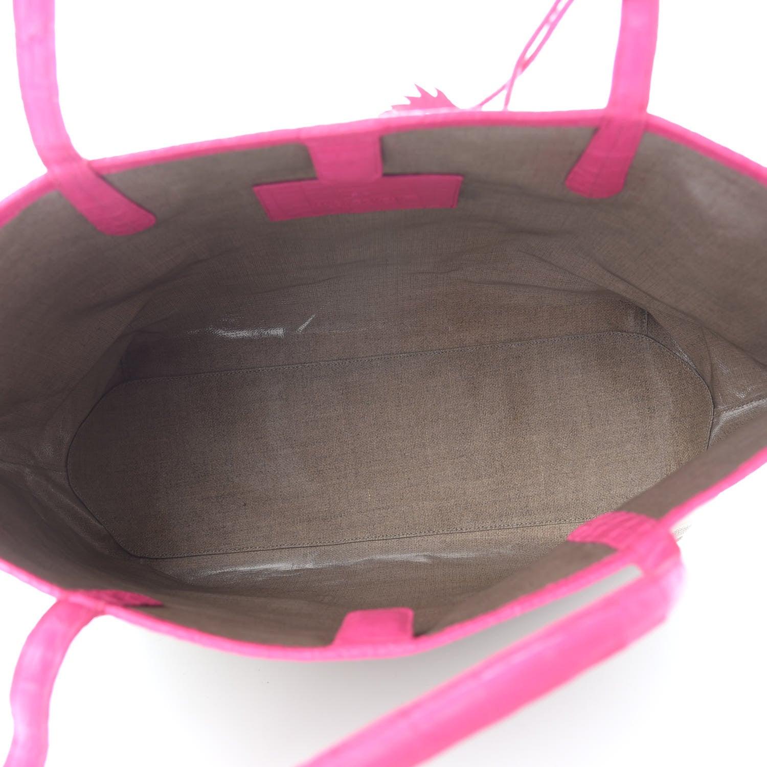 Nancy Gonzalez Coated Linen Crocodile Medium Erica Shopper Tote Pink 5 of 9