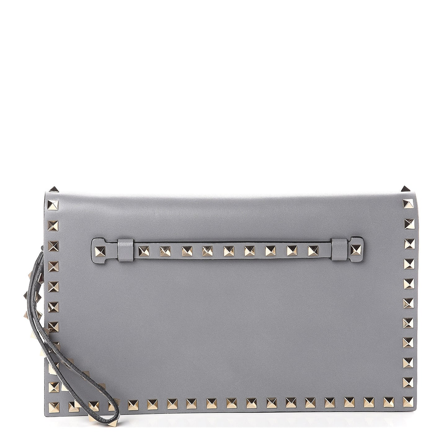 Nappa Rockstud Wristlet Clutch Light Stone