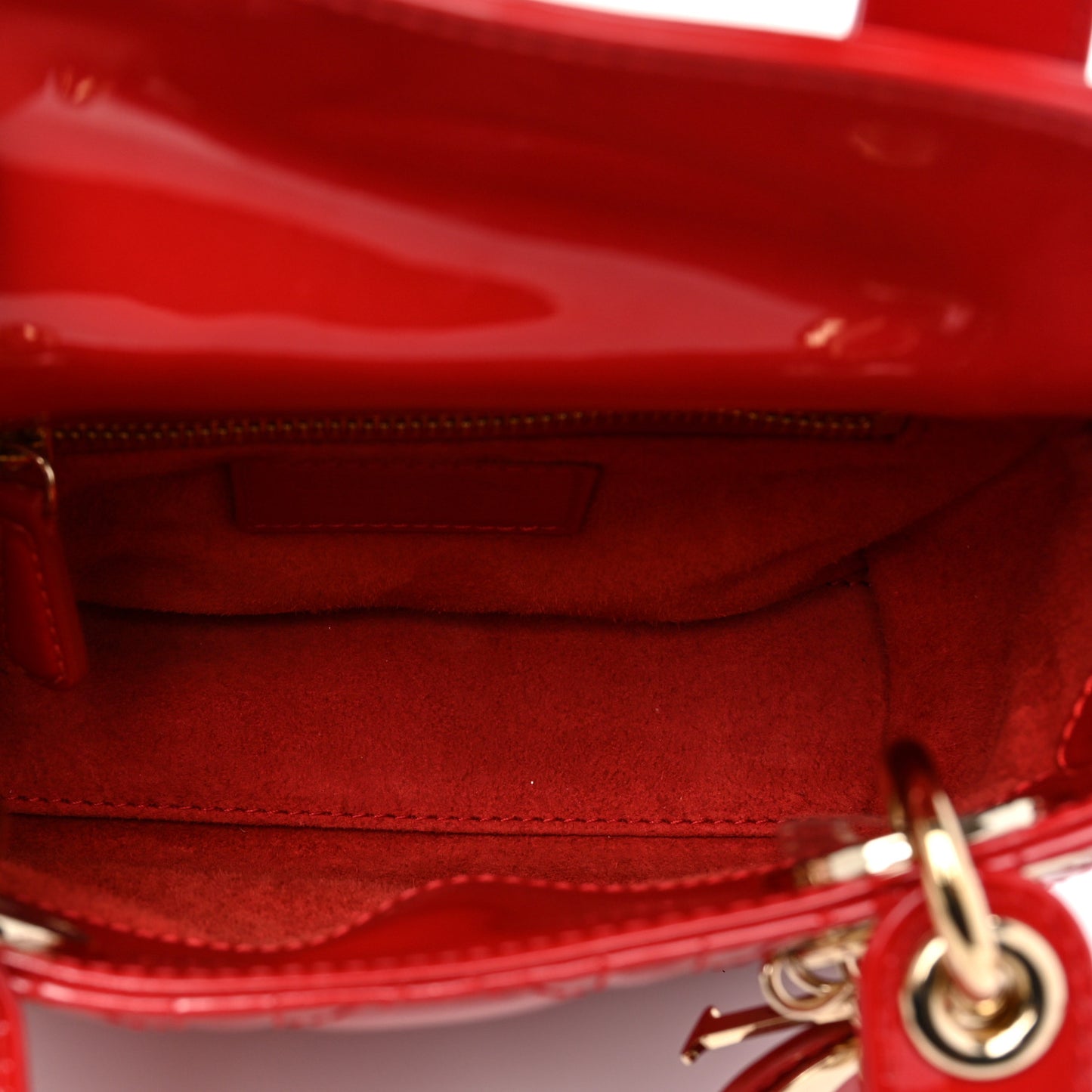 Patent Cannage Mini Lady Dior Red