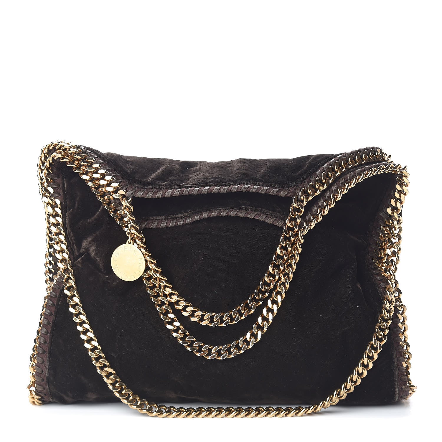 Stella McCartney Metallic Snake Embossed Velvet Falabella Fold Over Tote Brown 1 of 10