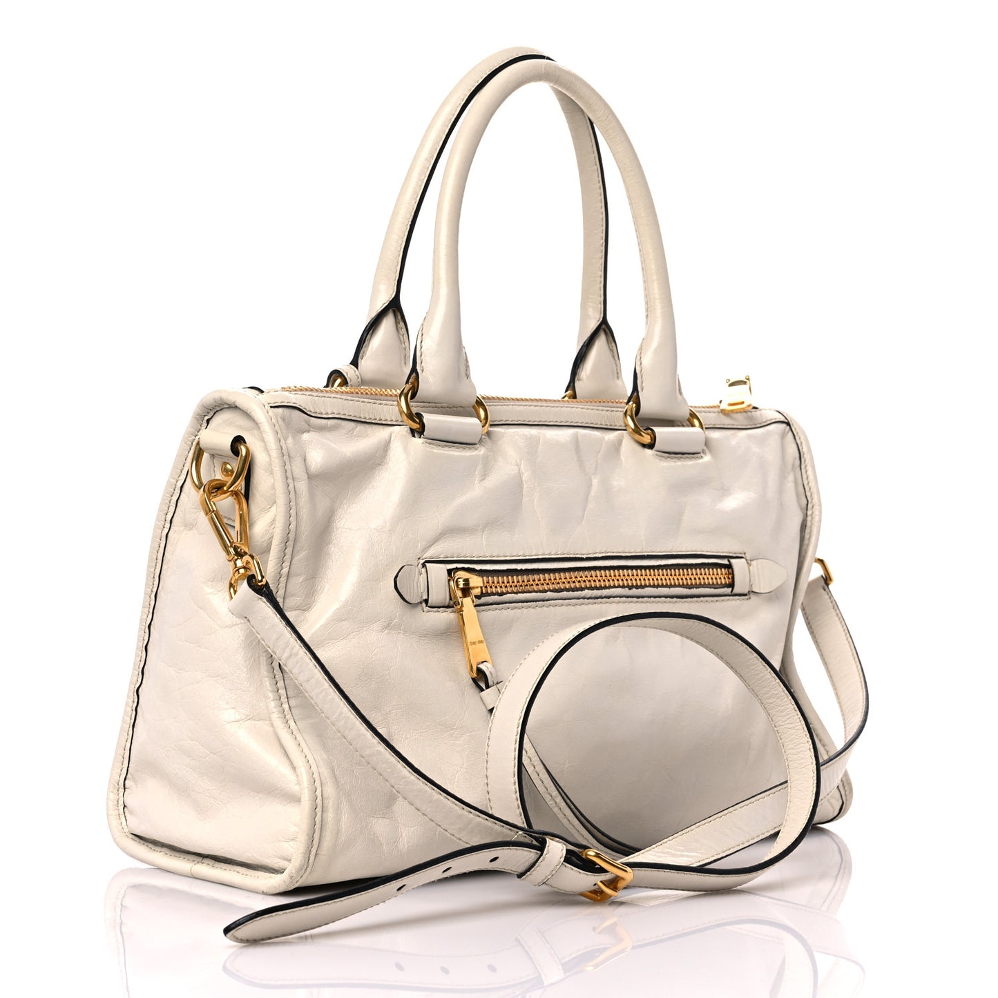Vitello Shine Zip Tote Quarzo