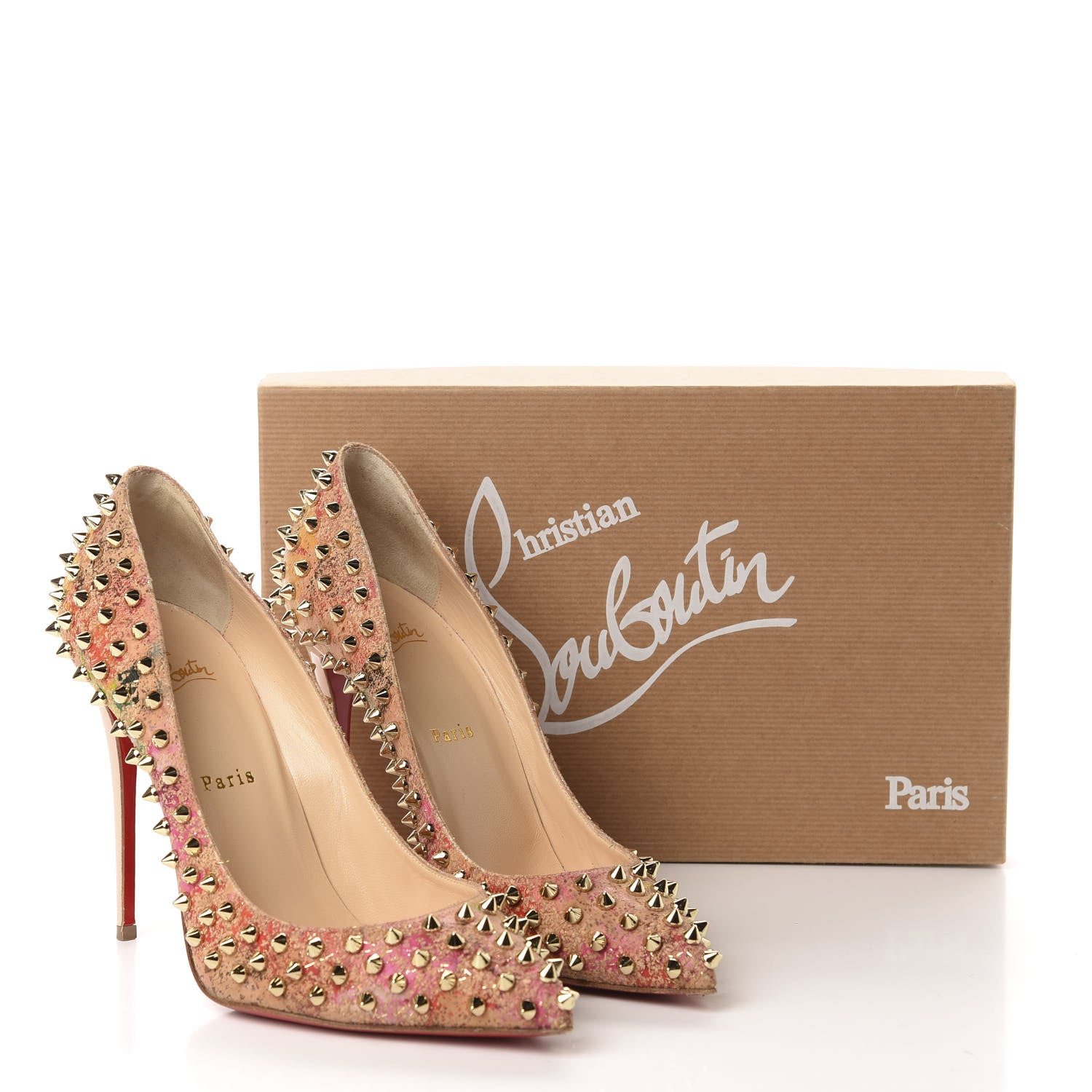 Christian Louboutin Cork Patent Bloom Print Follies Spikes 100 Pumps 39.5 Version Multicolor 11 of 11