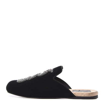 Gucci Velvet Embellished Evening Slipper 38 Black 1 of 9