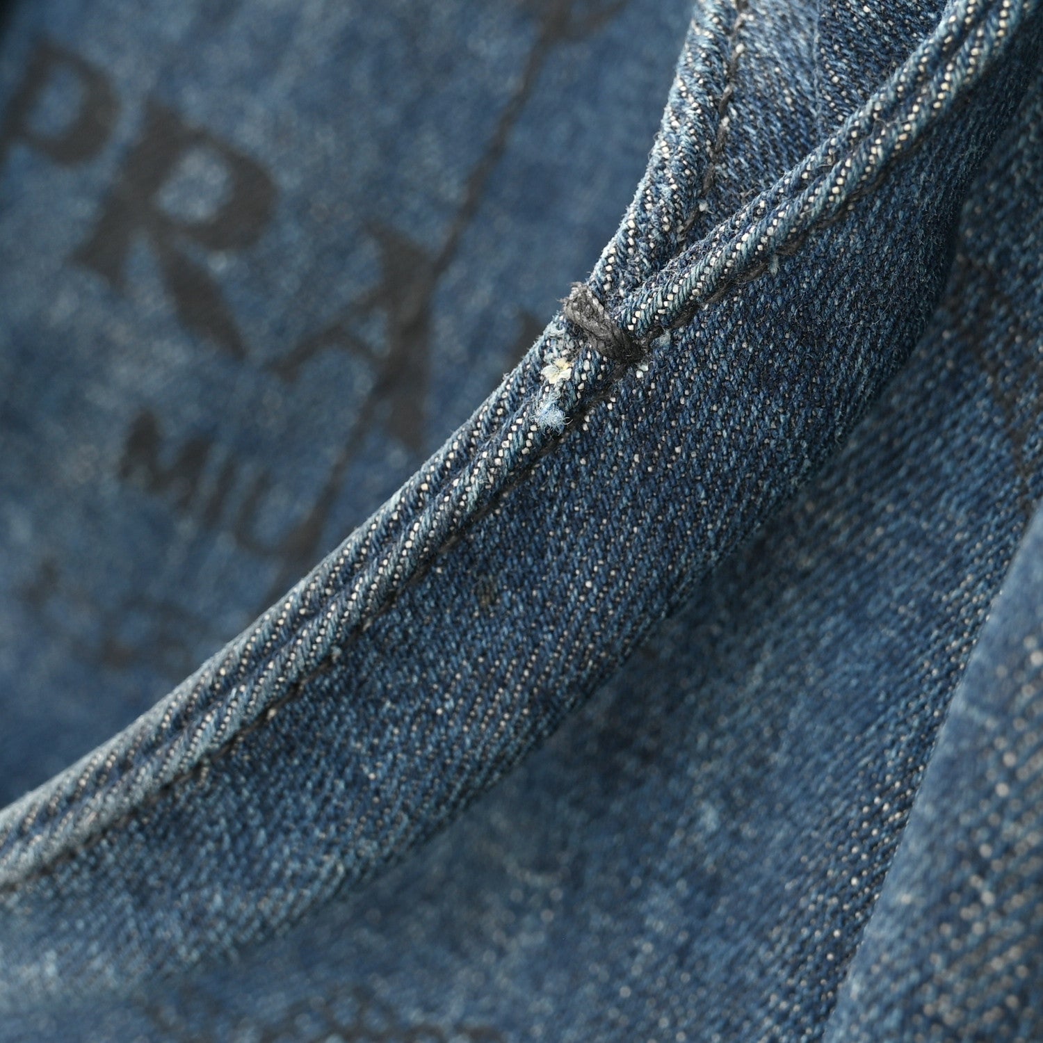 Prada Denim Logo Tote Bleu 10 of 12