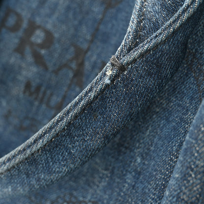 Prada Denim Logo Tote Bleu 10 of 12