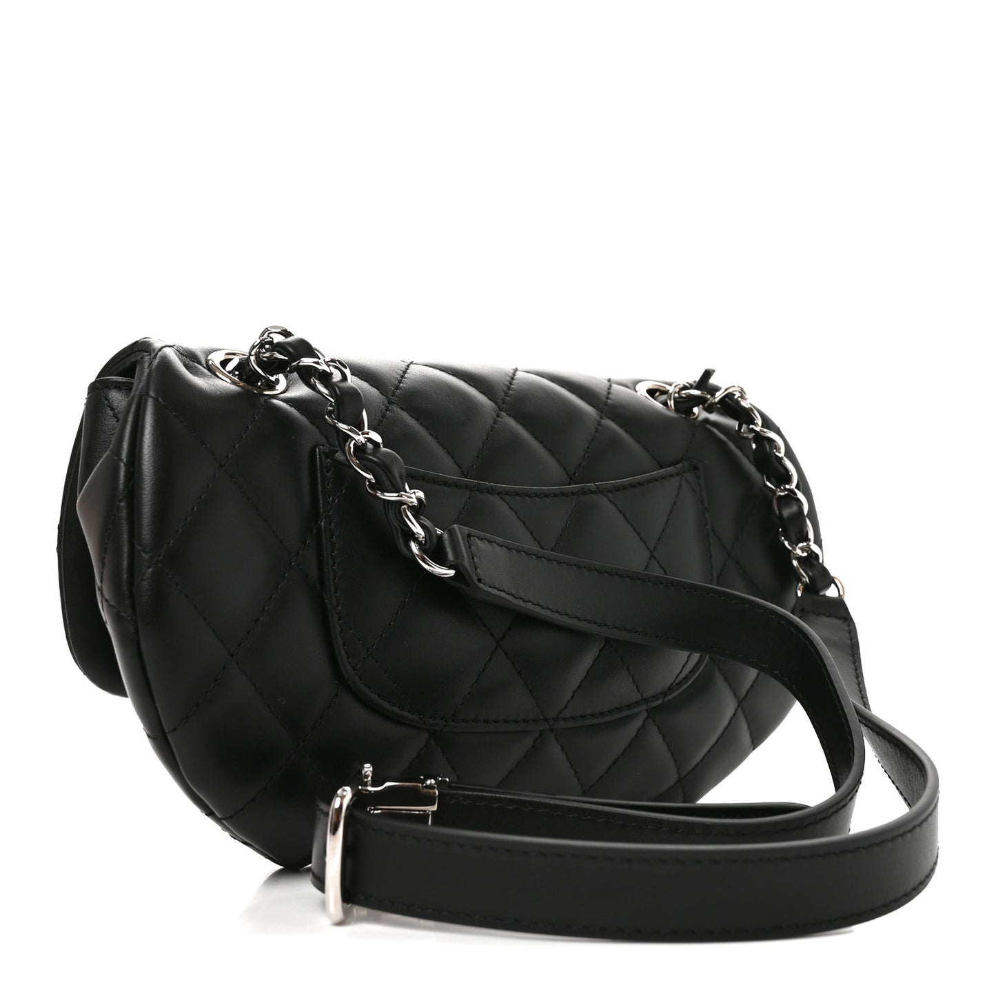 Calfskin Quilted CC Uniform Flap Belt Bag Black