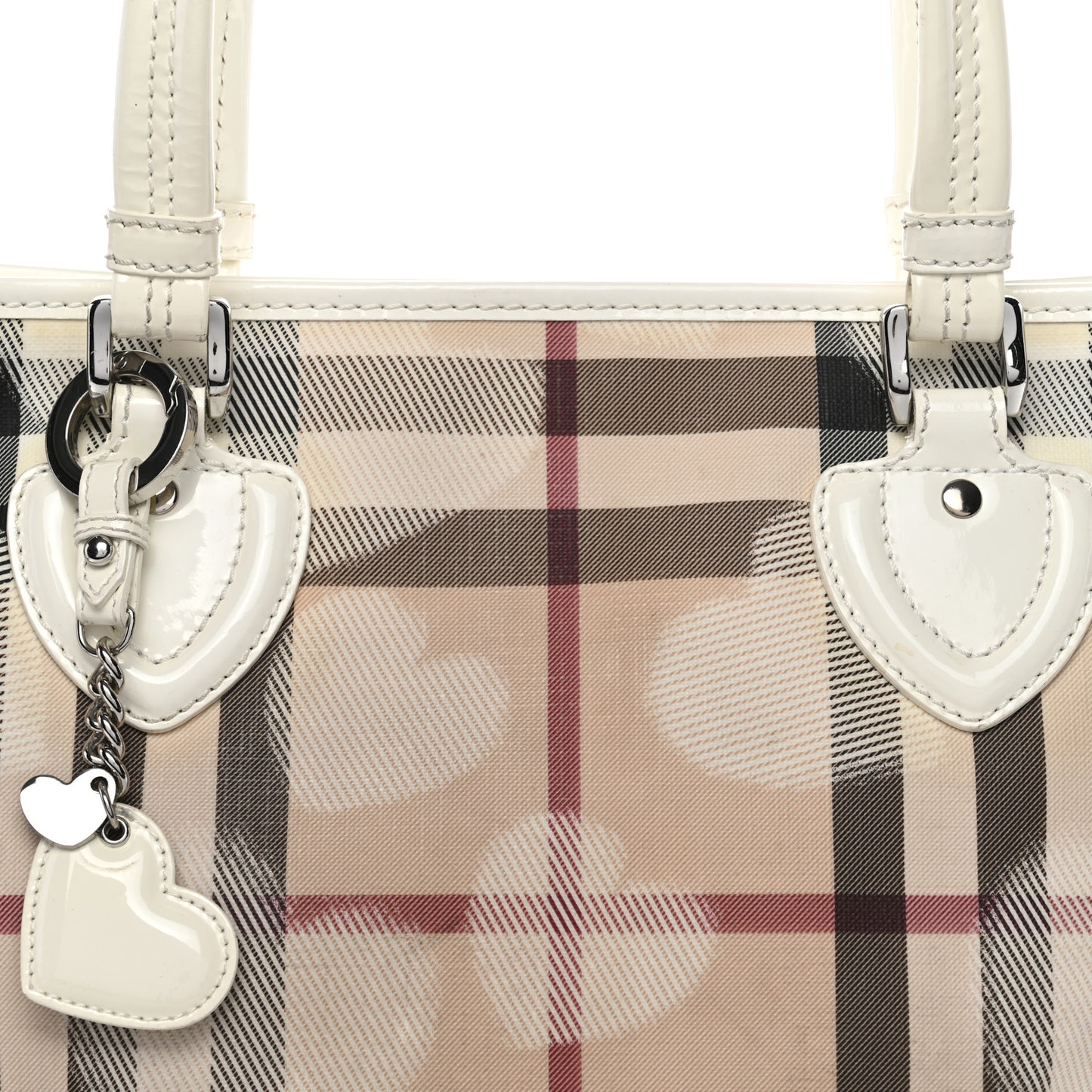 Supernova Check Hearts Small Nickie Tote White