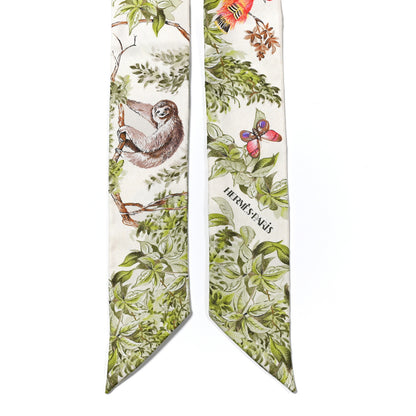 Hermes Silk Equateur Twilly Creme Vert Multicolore 2 of 4