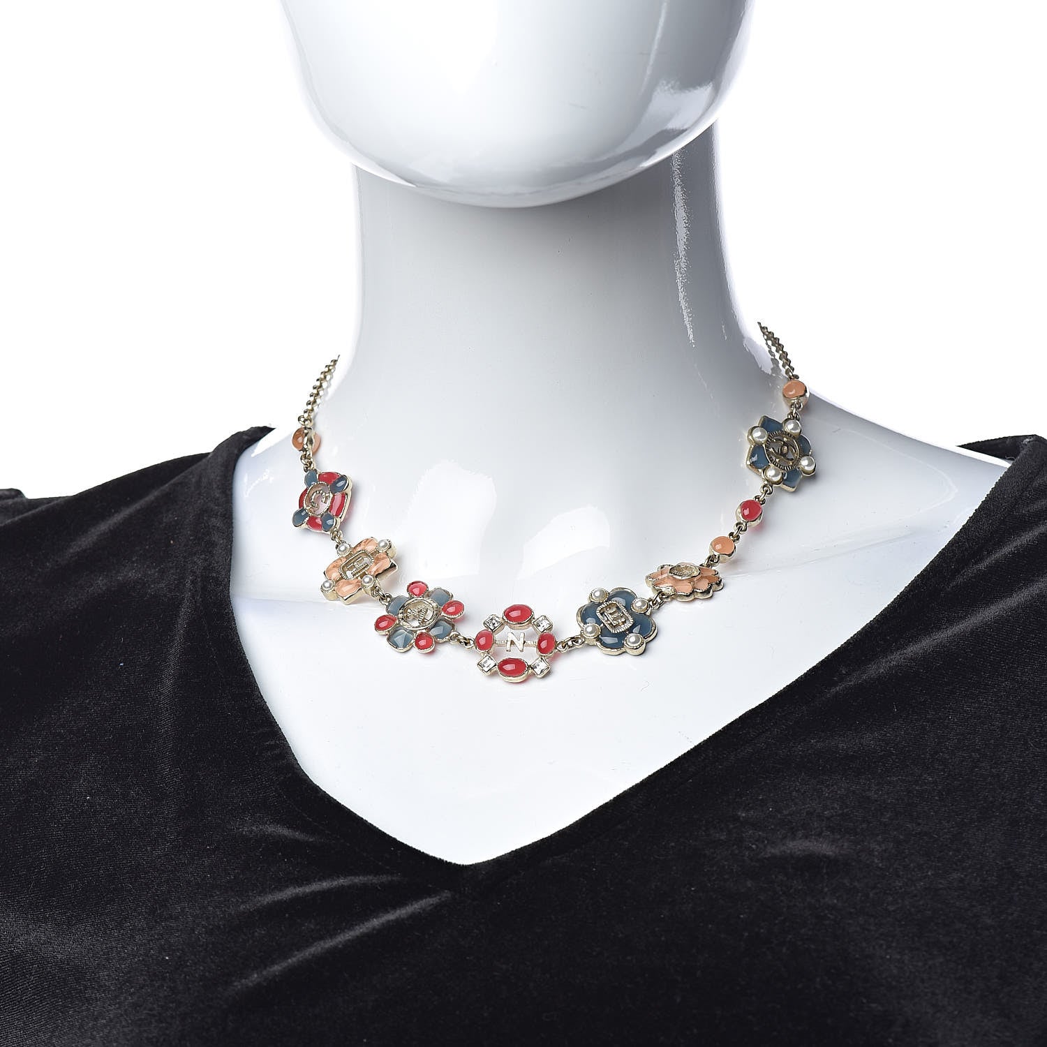 Chanel Resin Gripoix Poured Glass Pearl Necklace Multicolor 2 of 6