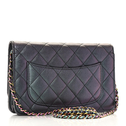 Chanel Iridescent Goatskin Quilted Wallet On Chain WOC Purp 2 of 9