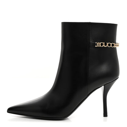 Gucci Calfskin Signoria Ankle Boots 37.5 Black 1 of 9