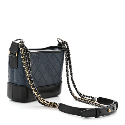 Chanel Aged Calfskin Quilted Small Gabrielle Hobo Navy Black 3 of 12
