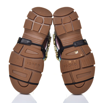 Gucci X SEGA Metallic Calfskin Mesh Removable Crystals Womens Flashtrek Sneakers 42 Rame Mystic White Lago 6 of 8