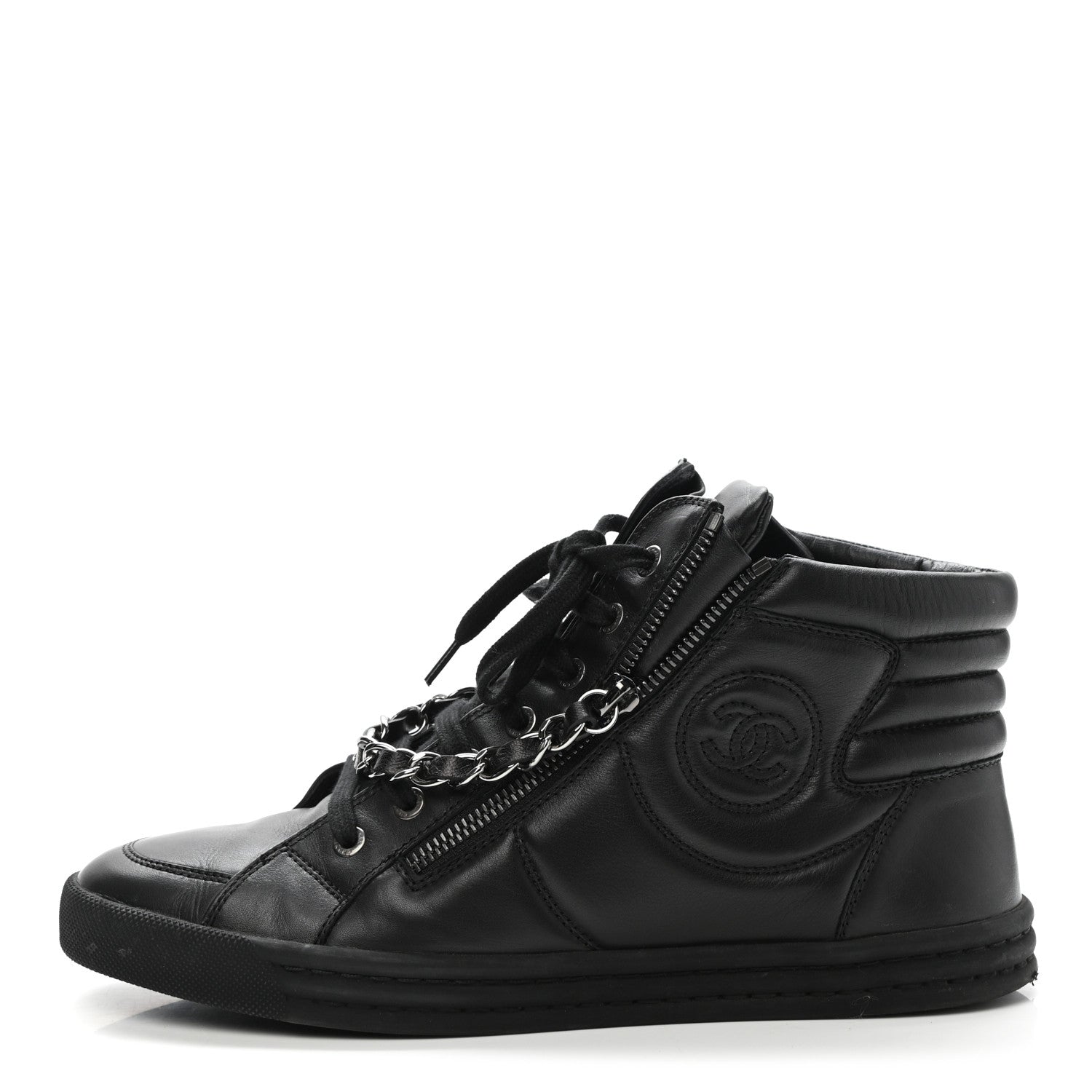 Chanel Lambskin Zipped Chain CC Sneakers 40.5 Black 1 of 10