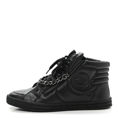 Chanel Lambskin Zipped Chain CC Sneakers 40.5 Black 1 of 10