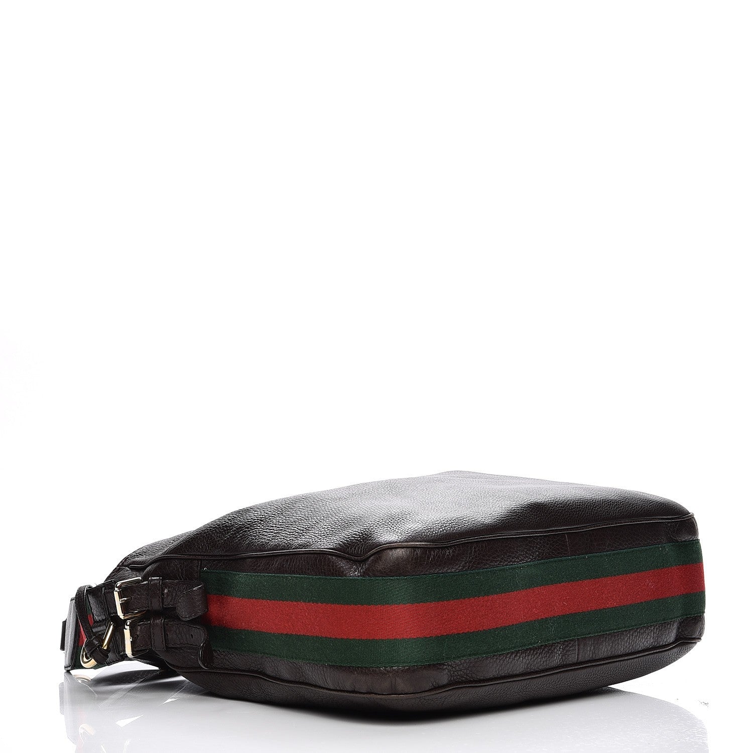 Gucci Calfskin Web Heritage Shoulder Bag Dark Brown 4 of 16