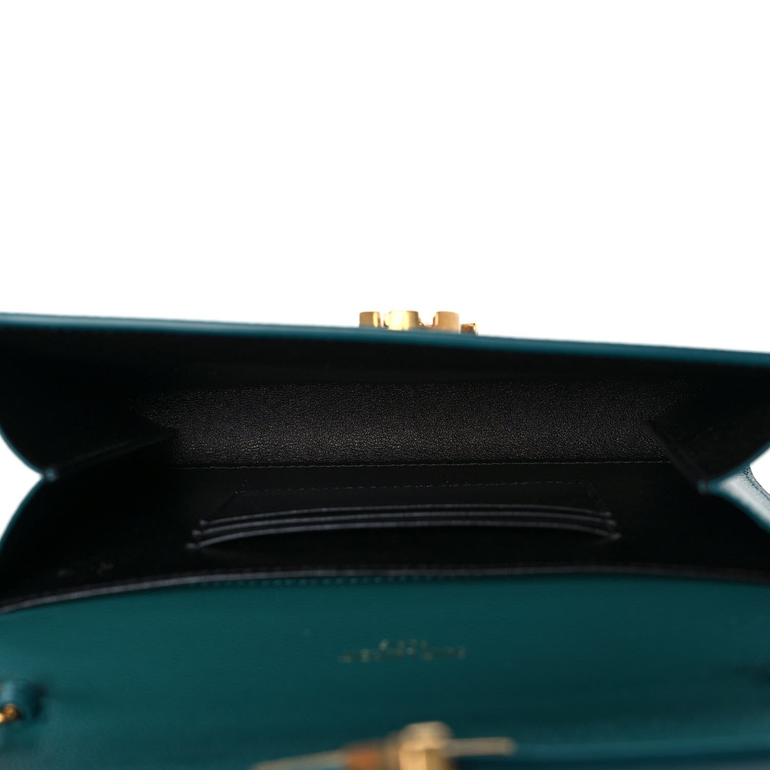 Saint Laurent Grain De Poudre Monogram Cassandra Chain Wallet Teal 5 of 9