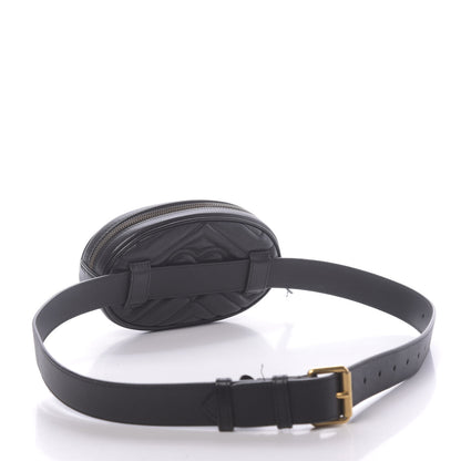 Gucci Calfskin Matelasse GG Marmont Belt Bag 95 38 Black 3 of 12
