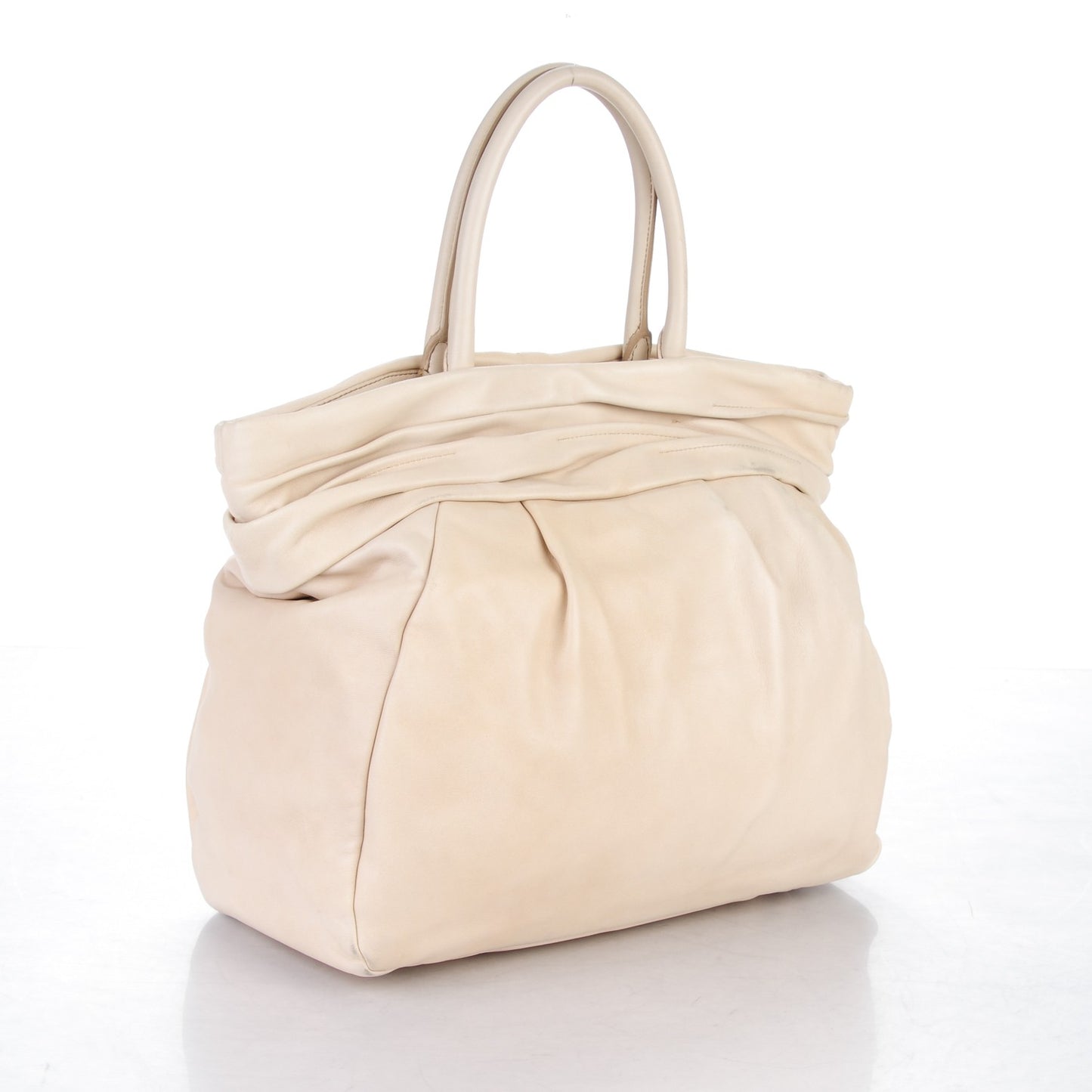 Soft Calf Pleated Shopping Tote Talco