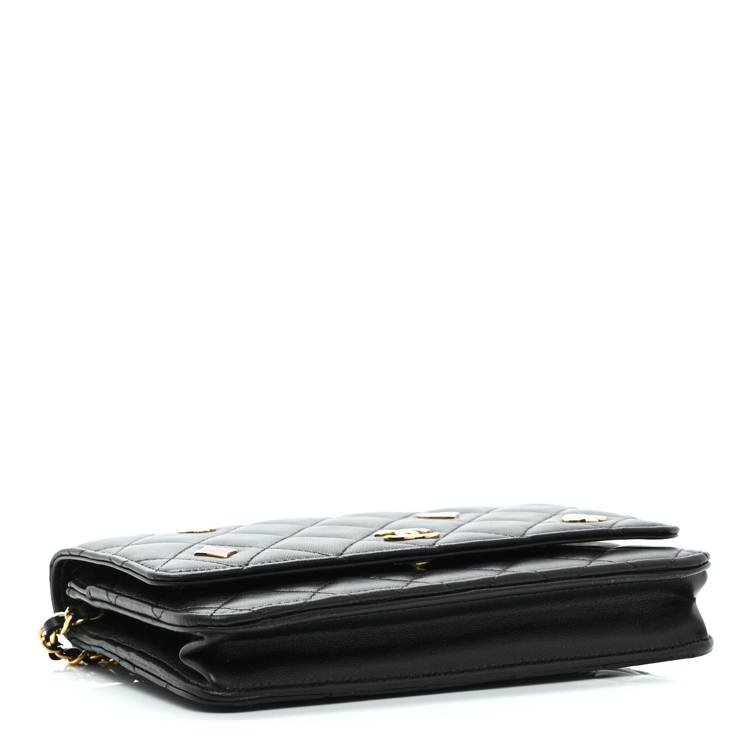 Chanel Lambskin Quilted Enamel Coco Casino Wallet On Chain WOC Black 4 of 11