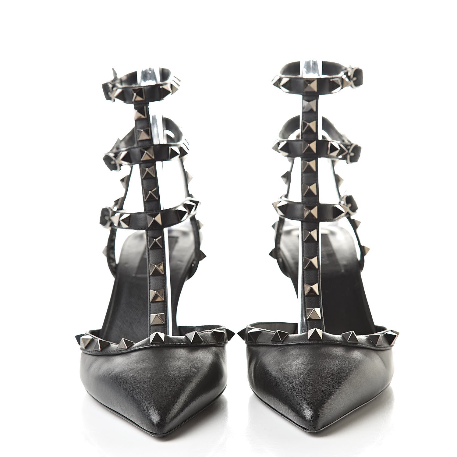 Valentino Garavani Nappa Rockstud Ankle Strap Low Heel Pumps 39 Black 2 of 13