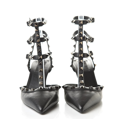 Valentino Garavani Nappa Rockstud Ankle Strap Low Heel Pumps 39 Black 2 of 13